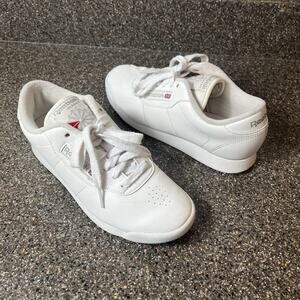 Reebok Classics Lace Up Sneaker Princess White Leather Women Size 7 Low Top Shoe